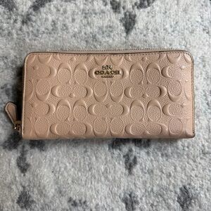 COACH tan full zip wallet